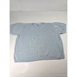 TALBOTS Silk‎ Womens Size Medium Blue Short Sleeve Round Neck Pullover Top Shirt